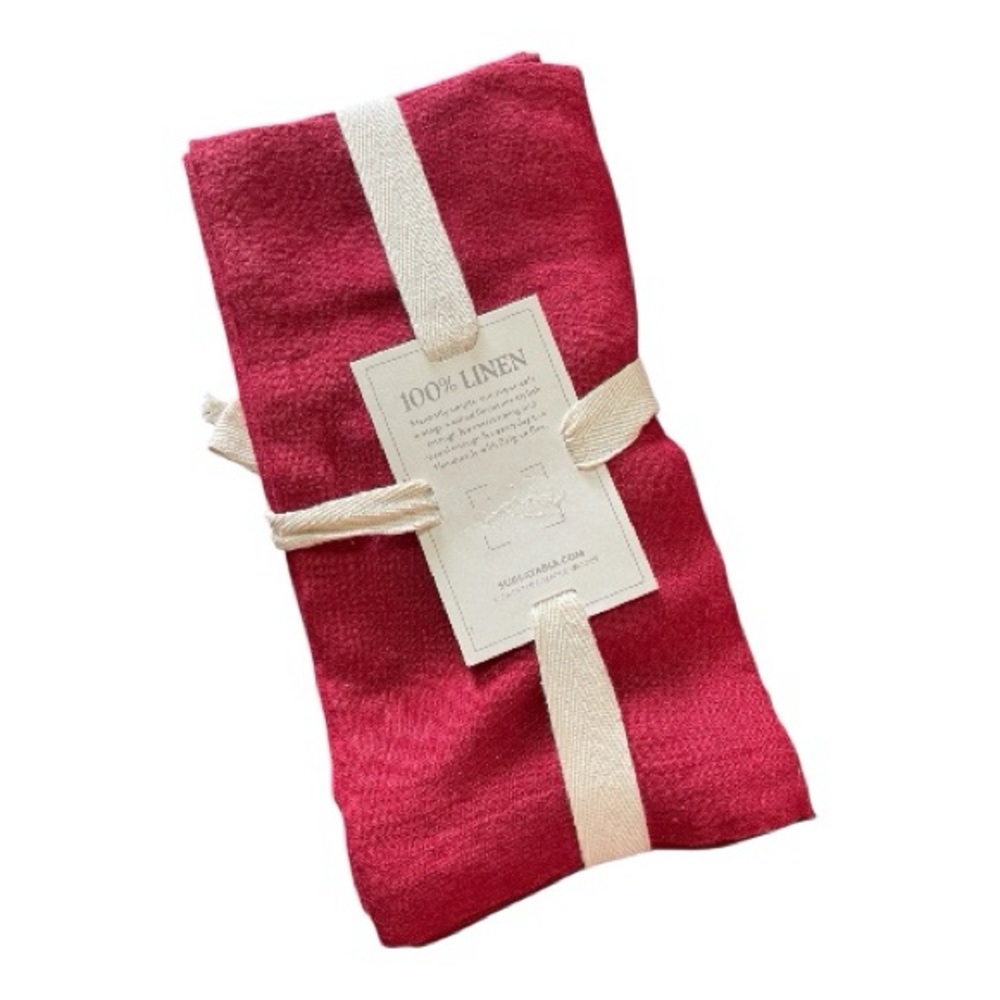 Sur La Table (3) Linen Napkins in Red - Picture 2 of 3